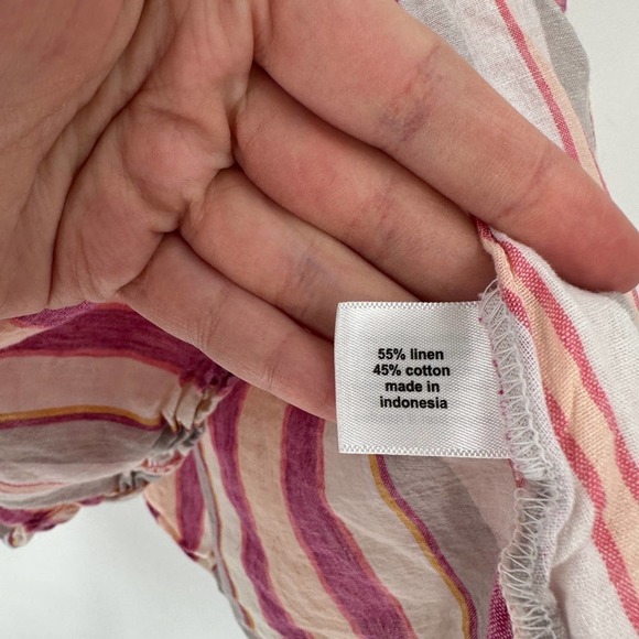 Lane Bryant Stripe Linen Blend Peplum Tank Top Pink - Picture 4 of 7